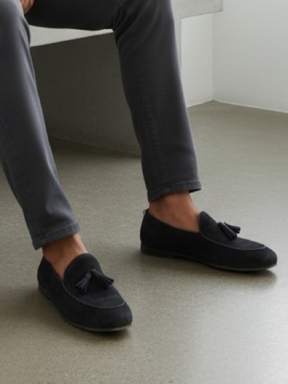 Giorgio Armani Navy Loafers with Tassels